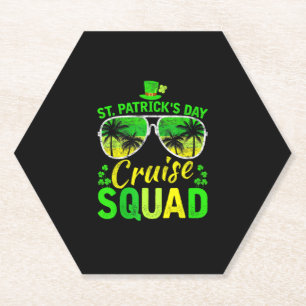 St Patrick's Day Cruise Squad 2025 Funny Family Ma Paper Coaster
