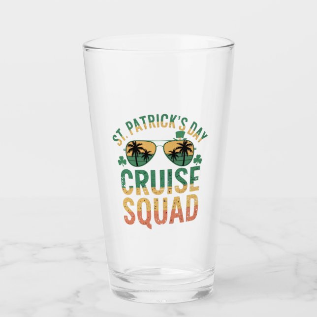 St Patrick's Day Cruise Squad Funny Family Matchin Glass (Front)
