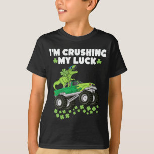 St Patricks Day Crushing My Luck T Rex Truck Kids T-Shirt