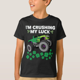St Patricks Day Crushing My Luck T Rex Truck Kids T-Shirt