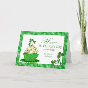 St. Patrick's Day Cupcake For Colleague Card
