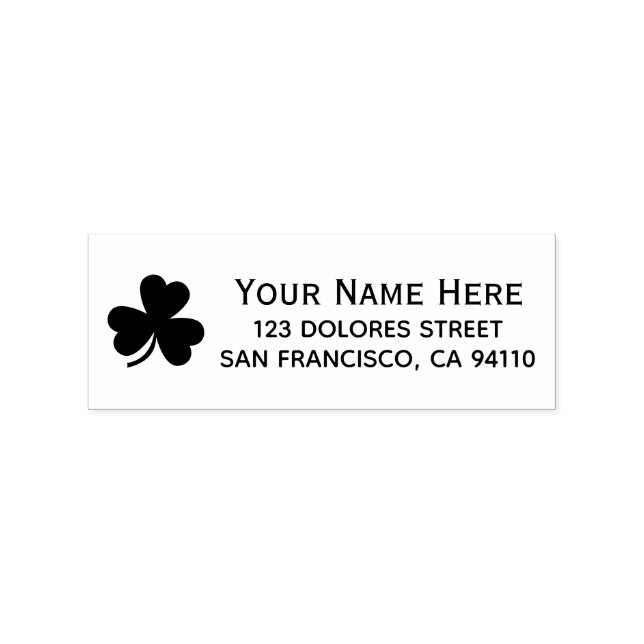 St Patrick's Day Custom Name & Address Shamrock Rubber Stamp (Imprint)