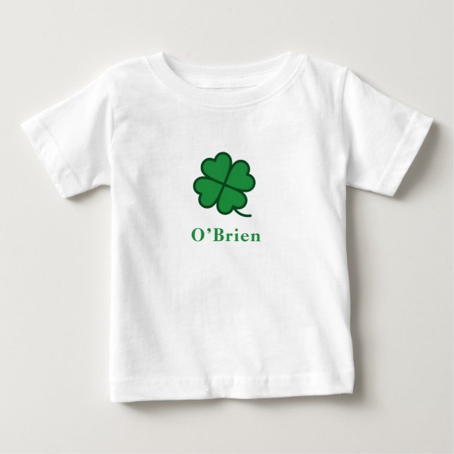 St. Patrick's Day | Custom Name Clover Design Baby T-Shirt (Front)
