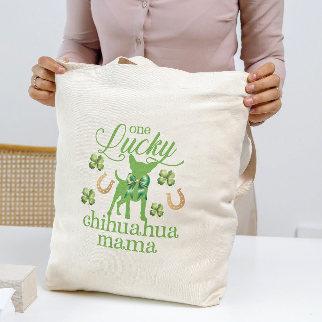 St. Patrick's Day Custom Photo Chihuahua Mum Tote Bag (Creator Uploaded)
