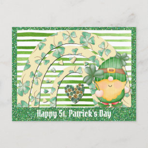 St Patricks Day Cute Gnome Green Shamrock Postcard