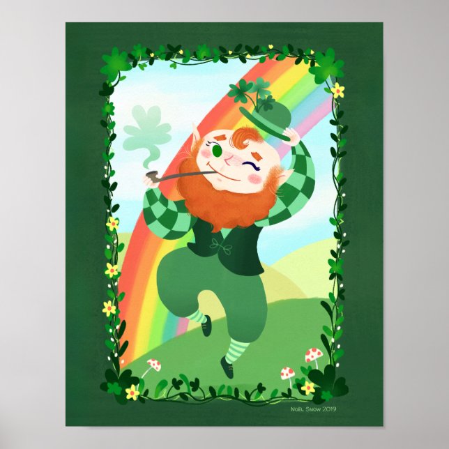 St. Patrick's Day Cute Leprechaun Art Print (Front)