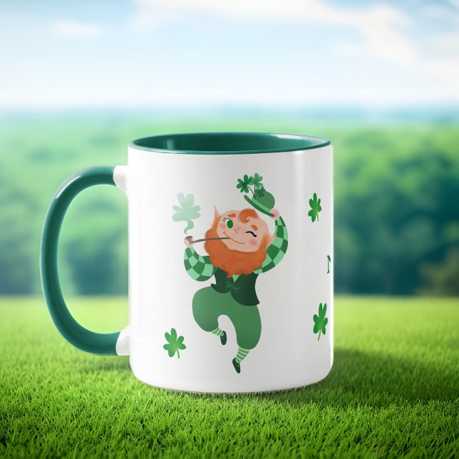 St. Patrick's Day Cute Leprechaun Personalised  Mug (Creator Uploaded)