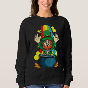 St Patricks Day Cute Leprechaun Treasure Rainbow L Sweatshirt