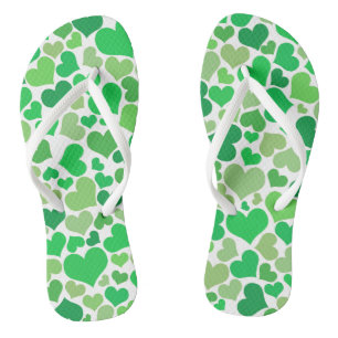 St Patricks Day Cute Lucky Green Hearts Pattern Thongs