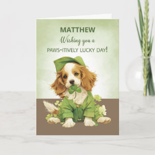 St. Patricks Day Cute Puppy Dog Lucky Card