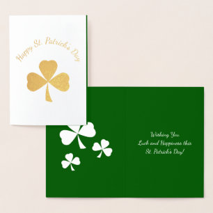St. Patrick's Day Cute Shamrocks Foil Card