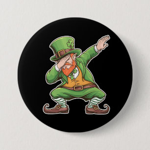 St Patricks Day Dab Dabbing Leprechaun In Green 7.5 Cm Round Badge