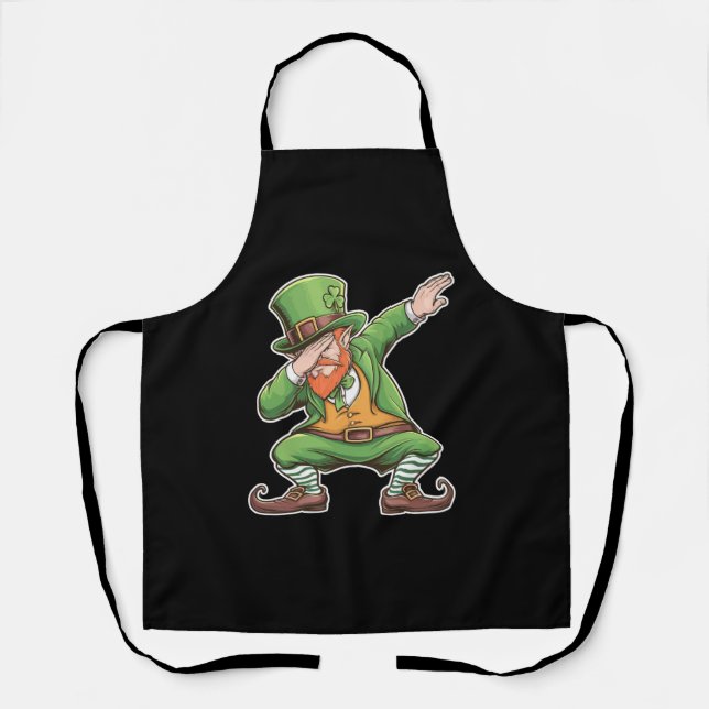 St Patricks Day Dab Dabbing Leprechaun In Green  Apron (Front)