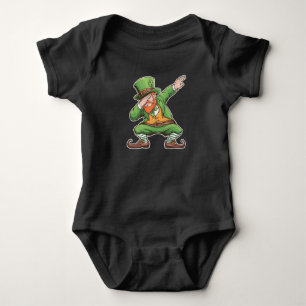 St Patricks Day Dab Dabbing Leprechaun In Green Baby Bodysuit