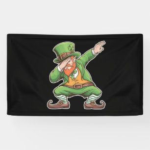 St Patricks Day Dab Dabbing Leprechaun In Green  Banner