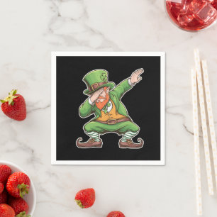 St Patricks Day Dab Dabbing Leprechaun In Green Napkin