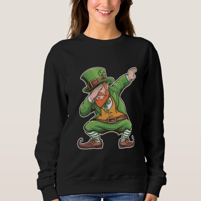 St Patricks Day Dab Dabbing Leprechaun In Green  Sweatshirt (Front)