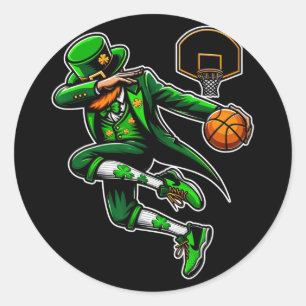 St Patricks Day Dabbing Leprechaun Boys Girls Bysk Classic Round Sticker