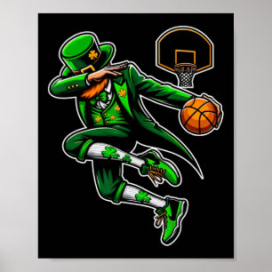 St Patricks Day Dabbing Leprechaun Boys Girls Bysk Poster