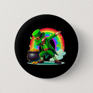 St Patricks Day Dabbing Leprechaun Boys Girls Men 6 Cm Round Badge