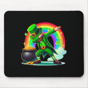 St Patricks Day Dabbing Leprechaun Boys Girls Men Mouse Pad