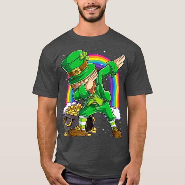 St Patricks Day Dabbing Leprechaun Boys Kids Men T-Shirt (Front)