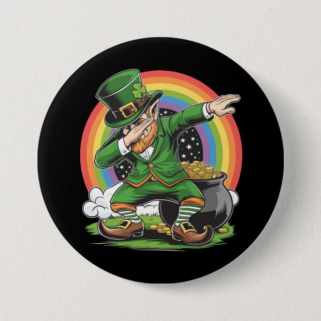 St Patricks Day Dabbing Leprechaun Dab Dance  7.5 Cm Round Badge (Front)