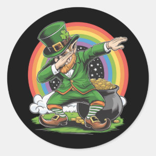 St Patricks Day Dabbing Leprechaun Dab Dance  Classic Round Sticker