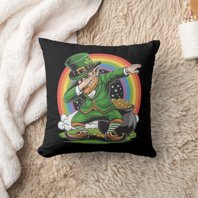 St Patricks Day Dabbing Leprechaun Dab Dance  Cushion (Blanket)