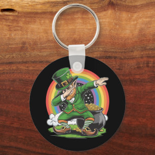 St Patricks Day Dabbing Leprechaun Dab Dance  Key Ring