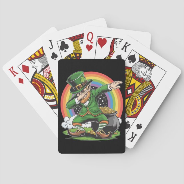 St Patricks Day Dabbing Leprechaun Dab Dance  Playing Cards (Back)