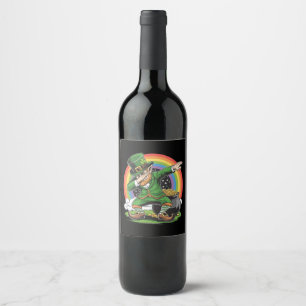 St Patricks Day Dabbing Leprechaun Dab Dance Wine Label
