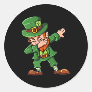 St Patricks Day Dabbing Leprechaun Irish Boys Girl Classic Round Sticker