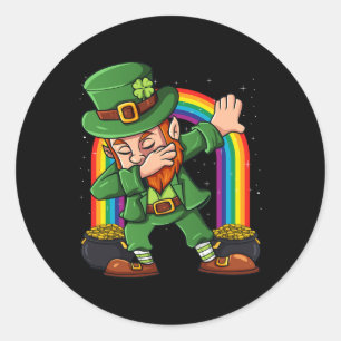 St Patricks Day Dabbing Leprechaun Irish Boys Girl Classic Round Sticker