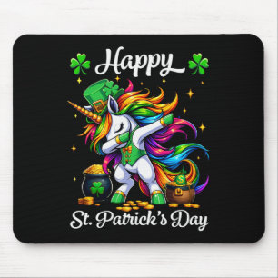 St Patricks Day Dabbing Unicorn Girls Happy St Pad Mouse Pad
