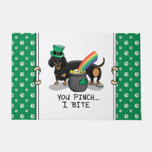 St. Patrick's Day Dachshund (black & tan) dog Doormat