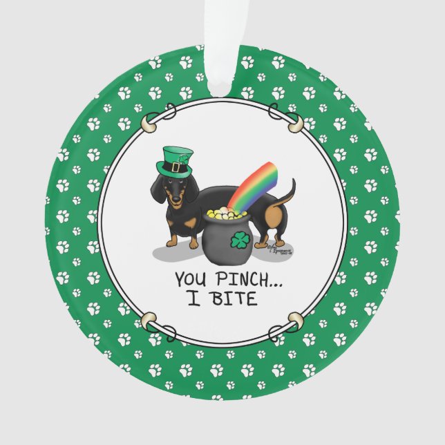 St. Patrick's Day Dachshund (black & tan) dog Ornament (Front)