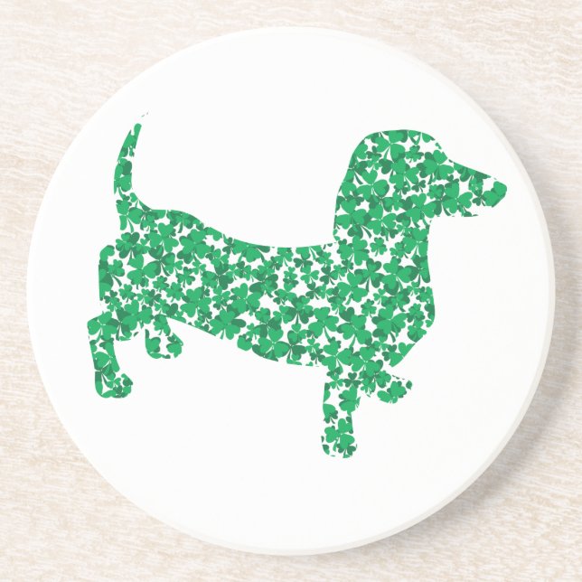 St. Patrick's Day Dachshund Coaster (Front)