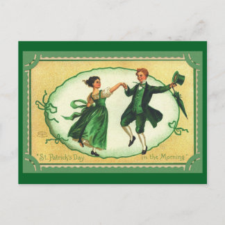 St. Patrick's Day Dancing Couple Vintage Image Postcard