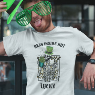 St. Patrick's Day Dead Inside but Lucky Skeleton T-Shirt