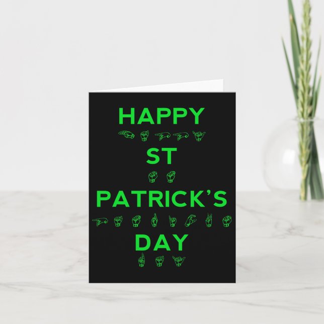 St Patricks Day Deaf Pride Sign Language Asl Aware Card (Front)