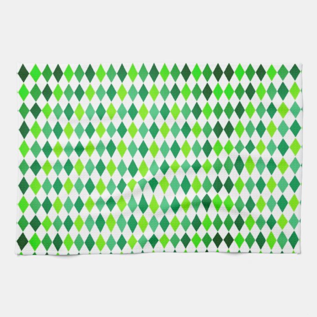 St. Patrick's Day Diamond Shape Pattern-54603 Tea Towel (Horizontal)