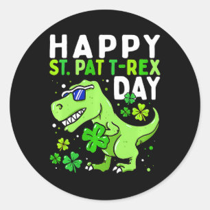 St Patricks Day Dinosaur Shamrock Leprechaun Hat K Classic Round Sticker