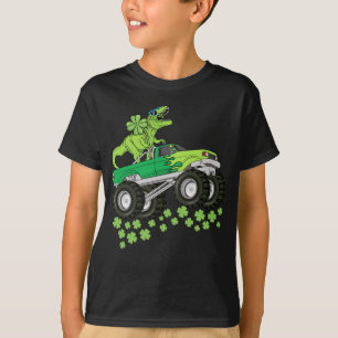 St Patricks Day Dinosaur T Rex Monster Truck Kids T-Shirt