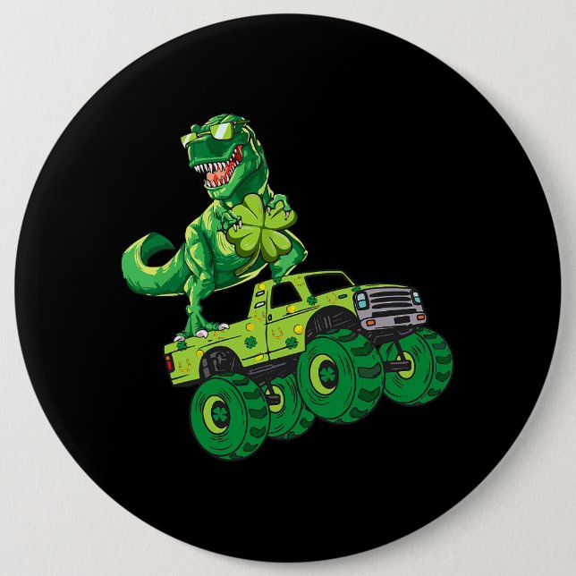 St Patricks Day Dinosaur TRex Happy St Pat TRex St 6 Cm Round Badge (Front)
