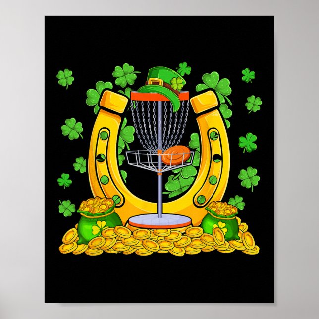 St. Patrick's Day Disc Golf Tools With Clovers Pla Poster (Front)