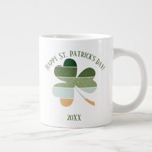 St. Patrick's Day Distressed Lucky Irish Shamrock Large Coffee Mug