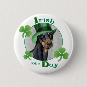St. Patrick's Day Doberman Pinscher 6 Cm Round Badge