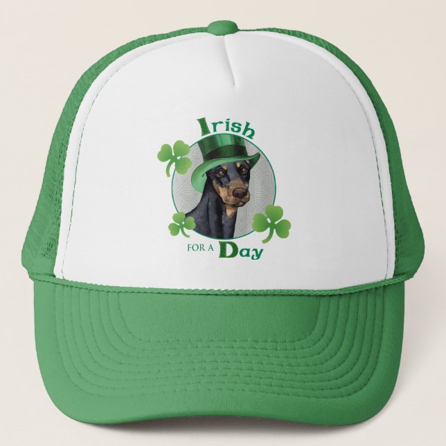 St. Patrick's Day Doberman Pinscher Trucker Hat (Front)