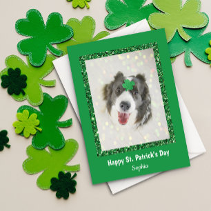 St. Patrick's Day Dog Lucky Green Shamrock Holiday Card